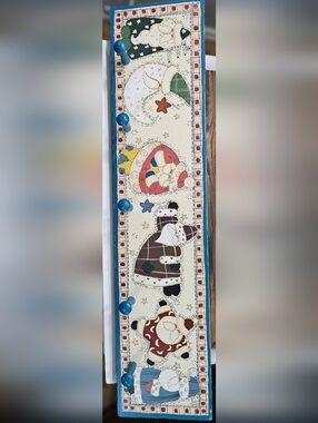 Hand Painted Christmas Wall Hook Rack Santa Snowman Folk Art Wooden Peg Rack 26”
